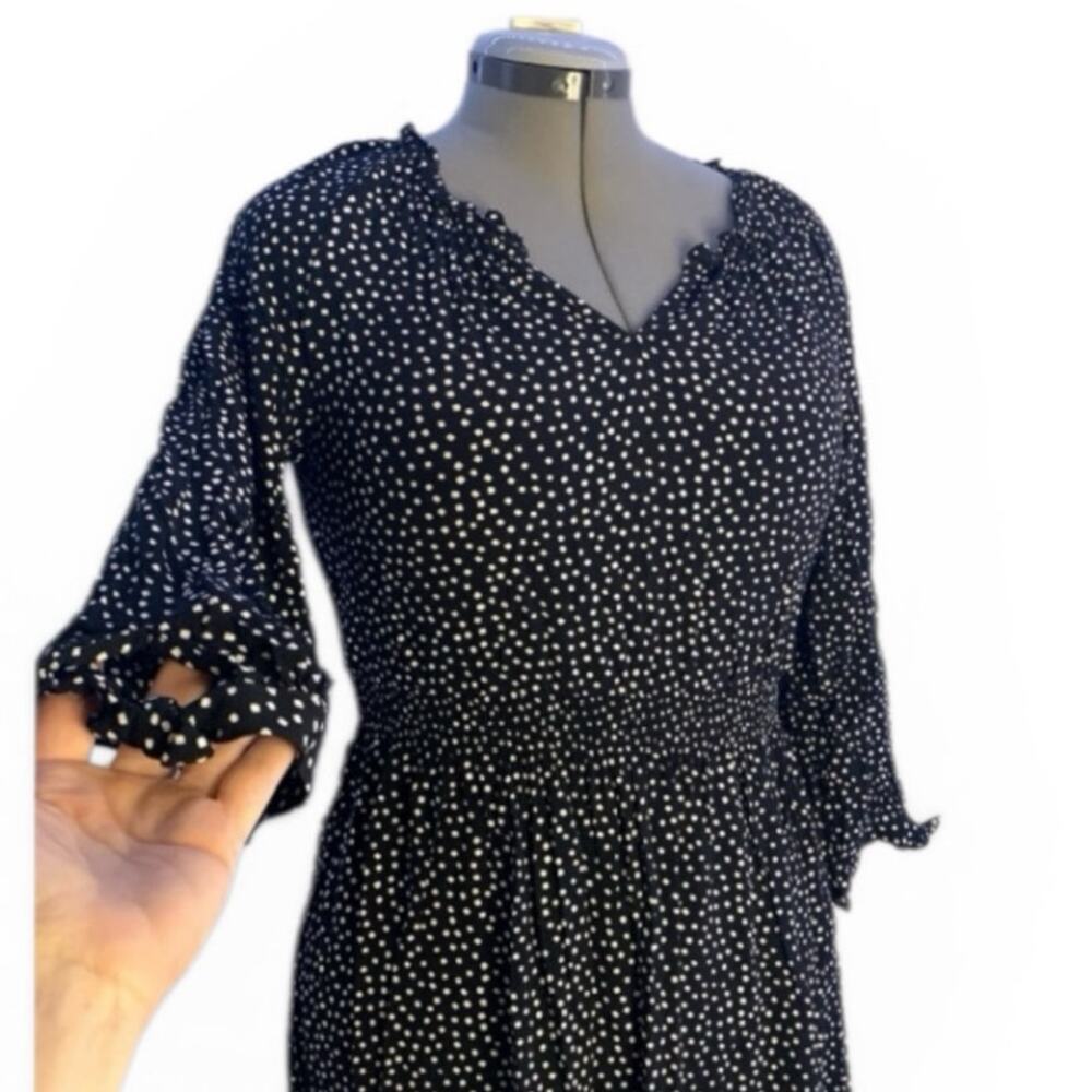 Talbots Black White Dot Midi Dress, Size M Dark Academia Dark Feminine Romantic